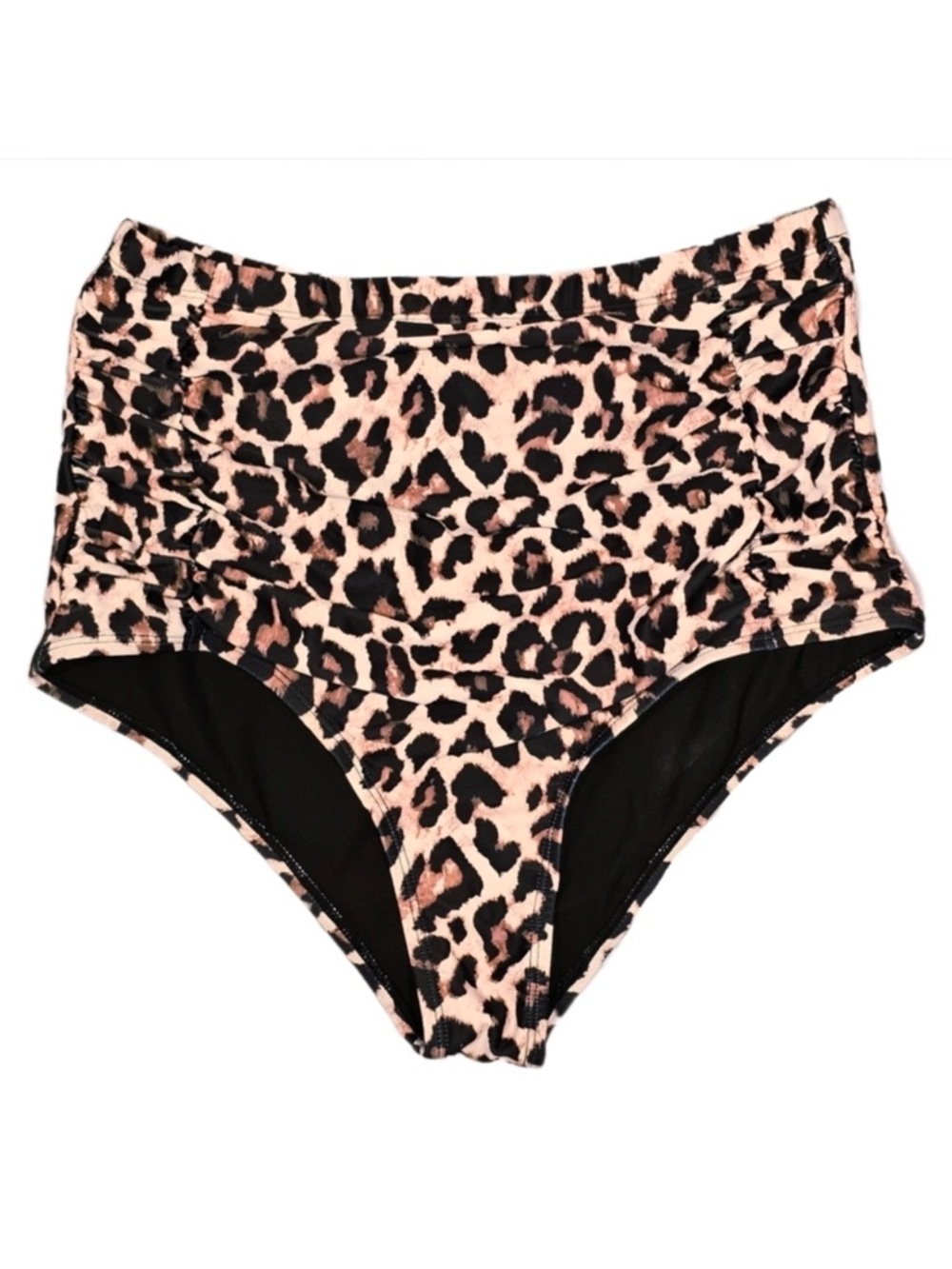 Leopard Print High-Waisted Bikini Bottoms Size Large